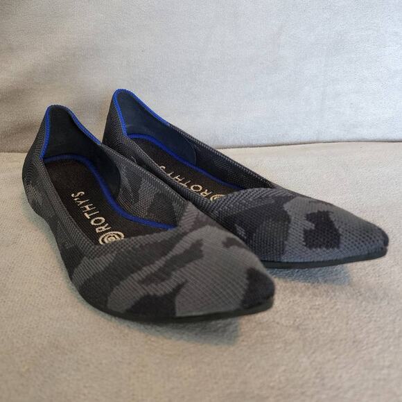 Rothy's Gray Camo Point Flats Size 7.5 - Picture 2 of 11